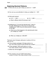 Multiplication: Exploring Decimal Patterns (Gr. 5)