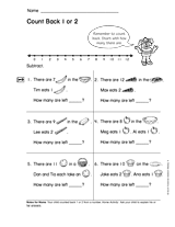 Count Back 1 or 2 (Gr. 1)