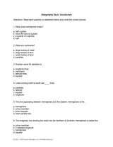 Geography Quiz: Vocabulary