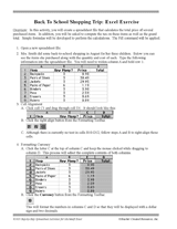 Back to School Shopping Trip: Excel Exercise
