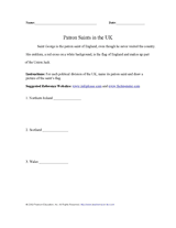 Patron Saints in the UK