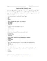 Battle of the Somme Quiz