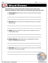 Astronomy: Meet the Planets Word Power