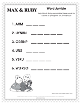 Max & Ruby Spring Word Scramble
